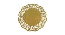 Dekorativní krajka kulatá, zlatá,  pr. 32 cm, 4 ks