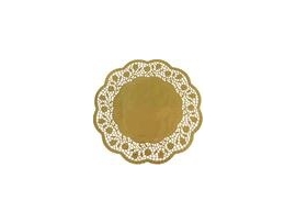 Dekorativní krajka kulatá, zlatá,  pr. 32 cm, 4 ks