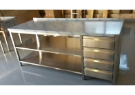Nerez stůl se zásuvkovým blokem vpravo, 2 x police, 1800x800x900mm, gastro bazar Nerez stůl se zásuvkovým blokem vpravo, 2 x police, 1800x800x900mm, gastro bazar