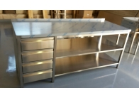 Nerez stůl se zásuvkovým blokem vlevo, 2 x police, 1800x800x900mm, gastro bazar Nerez stůl se zásuvkovým blokem vlevo, 2 x police, 1800x800x900mm, gastro bazar