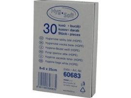 Hygienické sáčky bílé (HDPE) 8+6 x 25 cm [30 ks]
