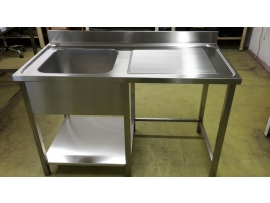 Mycí stůl nad myčku se dřezem vlevo + police 1400x600x900mm gastro bazar