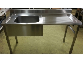 Nerezový stůl nad myčku se dřezem vlevo 1300x700x900mm gastro bazar