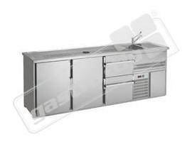 Chladící stůl výčepní s agr. a dřezem RBPD-230L (3 sekce/délka 2500mm) gastro zařízení Chladící stůl výčepní s agr. a dřezem RBPD-230L (3 sekce/délka 2500mm) gastro zařízení