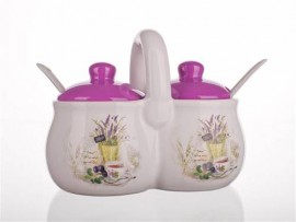 Sada keramických dóz se lžičkami LAVENDER 210 ml, 2 ks
