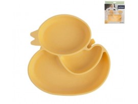 Talířek s přísavkou KAČENKA žlutá, silikon, dělený, 19,5x19x3,4cm