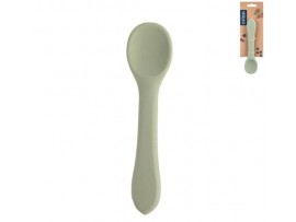 Dětská lžička zelená, silikon, nylon, d.14cm