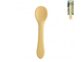 Dětská lžička žlutá, silikon, nylon, d.19cm