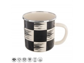 Hrnek smalt ŠACHOVNICE Lem 0,41 l, pr. 8,8 cm