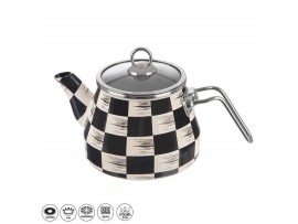 Čajník smalt ŠACHOVNICE Lem 2 l