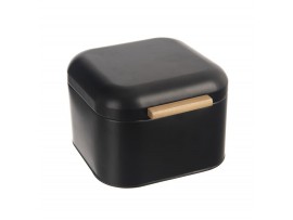 Chlebovka plech/bambus 21,5x20x14 cm BLACK