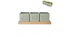 Květináč bylinky GREENISH 11,5x11,5 cm 3 ks+podtácek